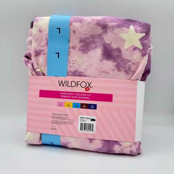 WILDFOX Purple Cream Tie Dye Relaxed Fit Soft Sweatshirt & Shorts Lounge Set L - Picture 6 of 7